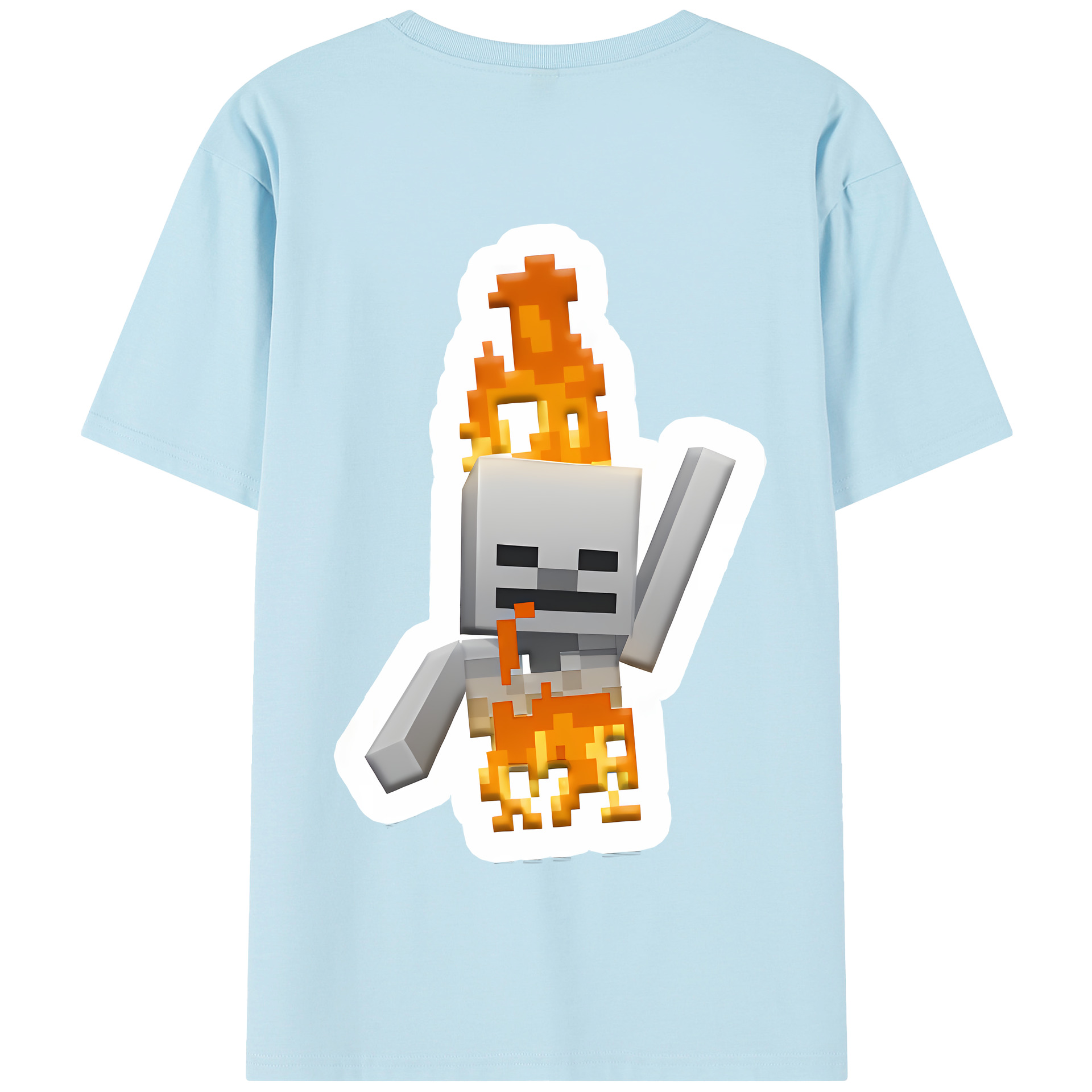 （画像用） マインクラフト ブロックの世界 Minecraft MC Block world 綿100％半袖Tシャツ（背面プリント）